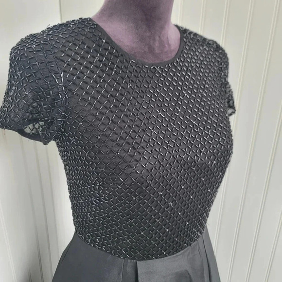 Adrianna Papell Short Sleeved Beaded Long Taffeta High Low Skirt Dress Silk Sz 2 - Picture 4 of 11